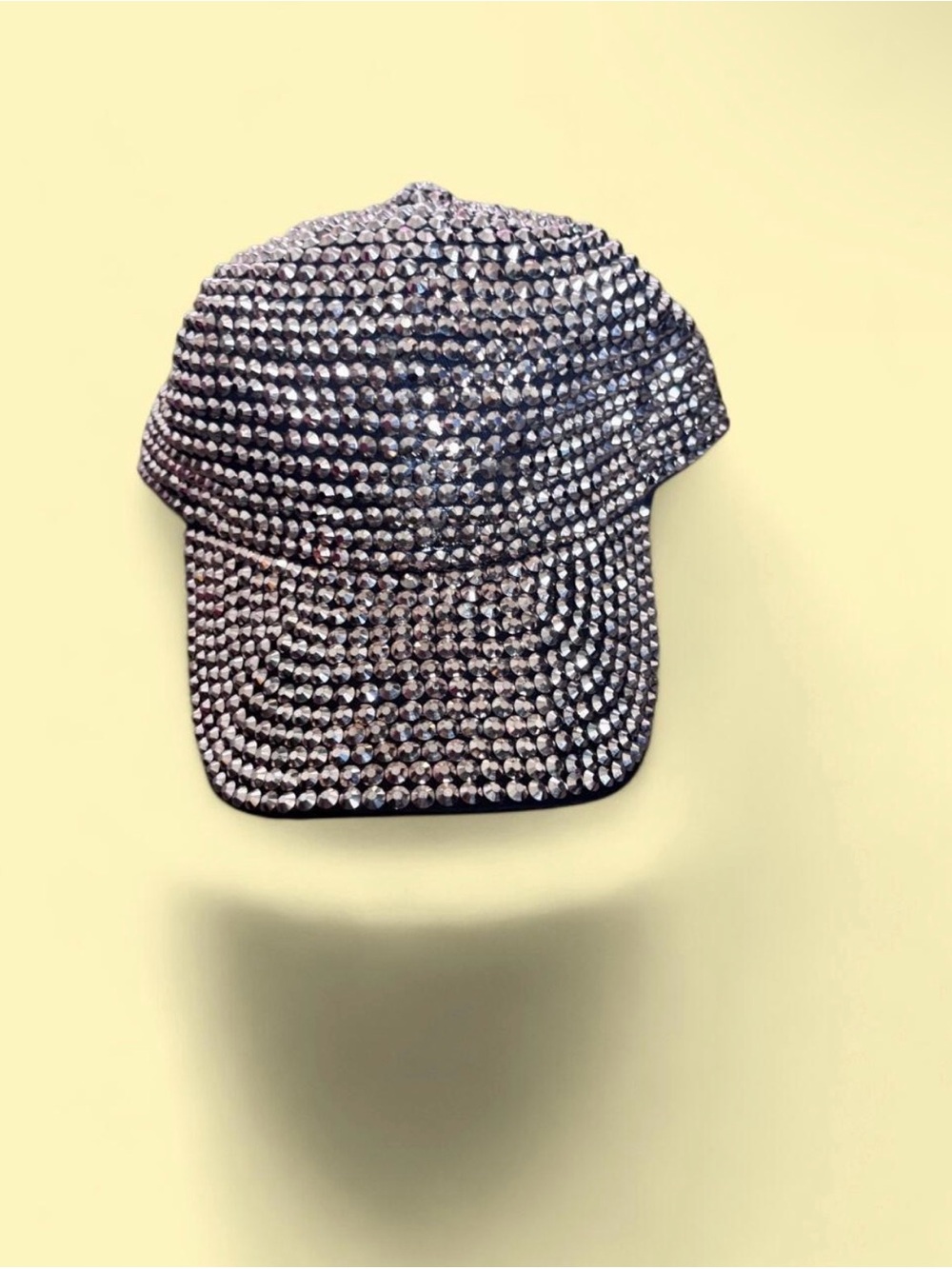 Rhinestone Embellished Crystal Cap - Silver